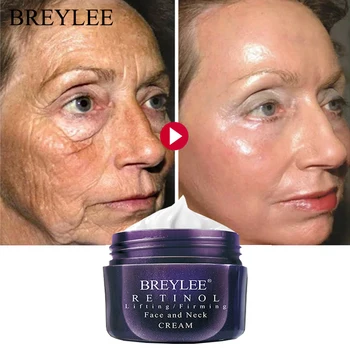 BREYLEE Retinol Reafirmante Crema facial, Lifting de Cuello Anti-Envejecimiento Eliminar las Arrugas de Noche Hidratante de Día de Blanqueamiento de Suero de Cara Cuidado de la Piel