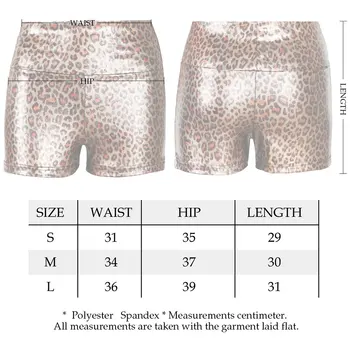 Brillante Pantalones Cortos De Las Mujeres De Oro De Mediados De Los Shorts De Cintura Femenina Delgada Leopard Elástico Spandex Shorts De Moda Sexy Club