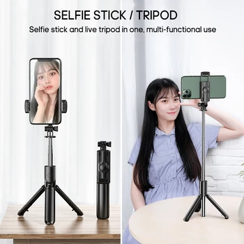 BT Selfie Stick Trípode Plegable de Rotación del Multi-funcional de Mano Ajustable del Teléfono Móvil Titular para el Show en Vivo de la Grabación de Vídeos
