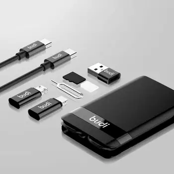BUDI Multi-función Smart Adaptador de la Tarjeta de Almacenamiento del Cable de Datos USB Universal del Cargador Inalámbrico para el iPhone Xiaomi Huawei