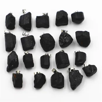 Caliente 25PCS Mayoristas de Piedra Natural Turmalina Negra Colgantes de Reparación de Mineral Puede Ser Utilizado Para el Diy de la Joyería del Collar de los Accesorios