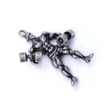 Caliente 3D de metal de la Galjanoplastia de la aptitud músculo hombre colgante de AJUSTE de BRICOLAJE gimnasio de musculación de la joyería collar de llavero