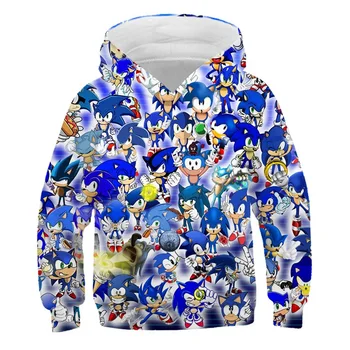 Caliente de la venta de Sonic the Hedgehog otoño de los Niños 3D de dibujos animados Sudaderas con capucha Para Niño Niña poliéster ropa de los Niños Traje De Ropa Deportiva