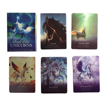Caliente la venta de inglés Completo las tarjetas Para los juegos de la fiesta de un 44 pcs cartas del Tarot Oráculo de los Unicornios jugando a las cartas