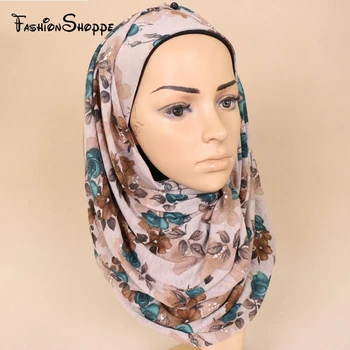 Caliente la venta de la Mujer de Impresión Bufanda Larga de diseño floral chales hijab musulmán envoltura de bufandas/bufanda #YS275