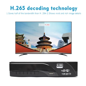 Caliente-venta checa DVB-T2 en el receptor Terrestre H. 265 Full HD TV box con TV SCART de WIFI de la ayuda de youtube Set Top Box