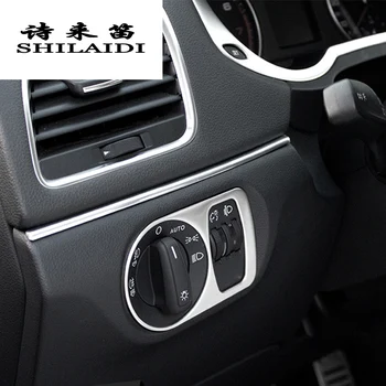 Car styling Para el Audi Q3 Interruptor de las luces de los Botones de Marco Decorativo que Cubre el Interior de Pegatinas Moldura de acero inoxidable Accesorios de Automóviles