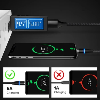 Carga rápida 5A Cable Micro USB para Samsung Galaxy S6 S7 S8 Magnético cable de Carga del Teléfono Móvil Cable del Cargador para Tablet Huawei