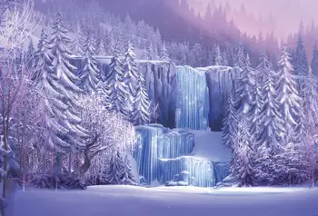 Cascada congelada en Invierno la Fotografía Telón de fondo de los Árboles del Bosque Cascada de hielo de la Princesa de la Muchacha de la Fiesta de Cumpleaños de la Cabina de la Foto de Fondo XT-7181