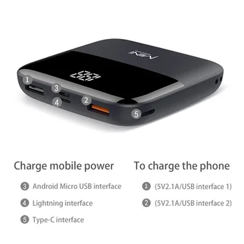 CASEIER 10000mAh Mini Banco del Poder Para el iPhone Xiaomi Honor de la Pantalla Led Potente Banco de Batería Externa Powerbank Portátil Poverbank
