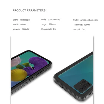 Caso impermeable para Samsung Galaxy A51 Caso a prueba de Golpes al aire libre de Buceo deportivo de la Cubierta para Samsung A51 51 Caso resistente al Agua