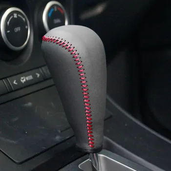 Caso para Mazda 3 2011 Automático de la Cubierta de Engranajes Automática Gearshfit Collares de Auto-estilo de Cuero Genuino Negro