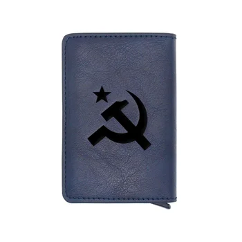 CCCP la Hoz, el Martillo de Crédito Titular de la Tarjeta Monedero de las Mujeres de los Hombres de Cuero de la PU Delgada URSS Corto Bolso