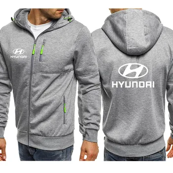 Chaqueta de los Hombres Hyundai Coche Impresión de Logotipo Casual HipHop Harajuku color de Lana con Capucha Sudaderas cremallera Sudaderas con capucha de Hombre Ropa
