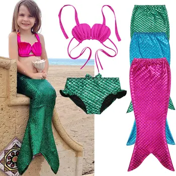 Chicas Calientes De Los Niños Poco De Cola De Sirena Bikini Set Donde Se Puede Nadar Natación Traje De Baño Traje De Ropa