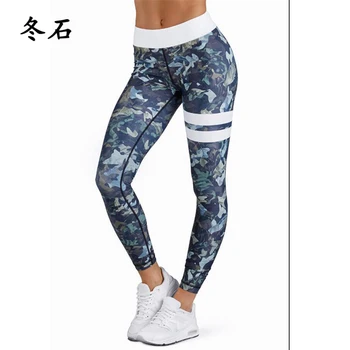 Cintura alta Pantalones de Yoga para la Mujer de la Aptitud del Deporte Leggings de rayas de Impresión Elástico de Entrenamiento de Gimnasio Mallas de Running de Ocio Pantalones