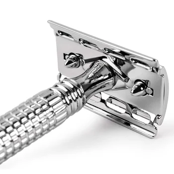 Clásico de los Hombres de Asa Corta de Doble Filo maquinilla de Afeitar de Seguridad de Acero Inoxidable cuchilla de Afeitar Para el Afeitado Húmedo Con 5 Piezas de Hoja de Afeitar