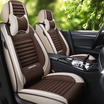 Cobertura completa de fibra de lino de asiento de coche cubierta de auto cubre asientos para el Grupo Mitsubishi miev colt lancer eclipse de la cruz rvr asx