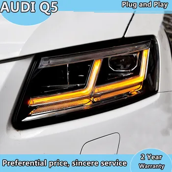 Coche de Estilo de la Lámpara de Cabeza para Audi Q5 2009-2018 LED Faro caso para Audi Q5 todos los LED de los Faros de Doble Viga Bi-LED de la lente