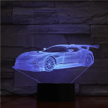 Coche deportivo en 3D Lámpara de Mesa de colores LED lámpara de noche Modelo Toque Atmósfera de la Lámpara para los Fans del Dormitorio de la Decoración Infantil de Navidad de Regalo GX1726