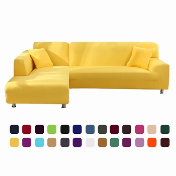 Color sólido elástico spandex fundas de sofá cubierta tramo sofá toalla esquina fundas de sofá para la sala de estar