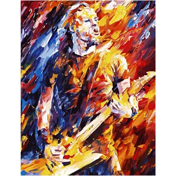 Colorido Músico de jazz, rock roll Pintura al Óleo imágenes de los Números de la Imagen Digital para Colorear a mano Única del Regalo de la Decoración del Hogar