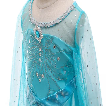 Congelado Princesa Elsa Cosplay Vestido de Azul Disfraz para Niña de los Niños de disfraces de Cumpleaños de Malla de Navidad