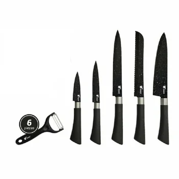 Conjunto cuchillos de cocina TH-KA018-de acero inoxidable antiadherente hojas en color negro
