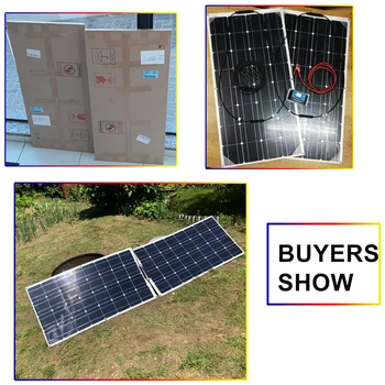 Conjunto de panel solar 12v 200w 300w 12v/24v cargador de batería con 30A controlador para el coche de RV barco caravan camper impermeable al aire libre de la casa