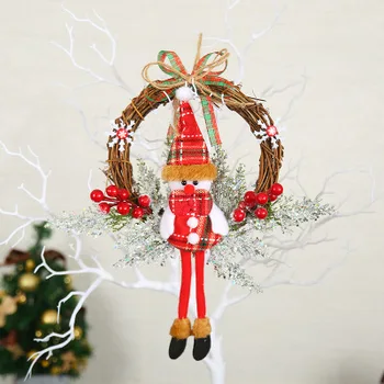 Corona de navidad de la Puerta Ventana de la Tienda Colgante del Árbol de Navidad Decoración de Regalos Vid Anillo de PVC de 30 cm de Simulación de la Corona