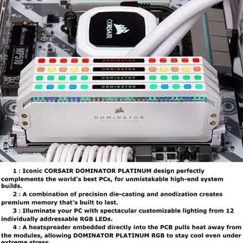 Corsair Dominator Platinum RGB de 16 gb(2x8) 32GB (4x8GB) DDR4 3000MHz 3200MHz 3600MHz C16 C18 1.35 V Memoria de Sobremesa - Blanco