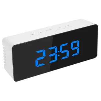 Creativo Reloj despertador Digital multi-función Electrónica LED de Repetición de alarma del Reloj de espejo de la Habitación del Hotel smartphone de carga USB de Temperatura