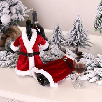 Creativo Vestido de Navidad Vino tinto Bolsa de Navidad de la Falda de la botella de vino cubre la Botella de Champagne en la Decoración Navideña Para el Hogar