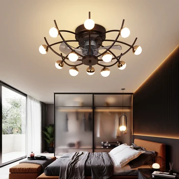 Creativo y ventilador de techo, lámpara de comedor dormitorio sala de estar de audio con bluetooth Control Remoto ventilador de la lámpara