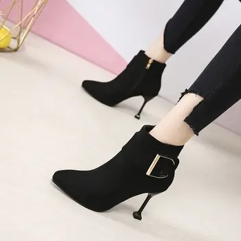 Cresfimix botas femininas las mujeres de la moda sexy negro de alta calidad en el tacón de las botas de señora de la comodidad fresca elegante otoño botas de a6484