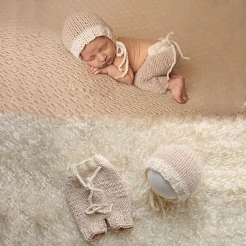 Crochet recién nacido disfraz infantil de fotografía accesorios de bebé sombreros pantalones conjunto bebé niño de la foto props recién nacido la fotografía props