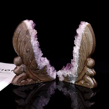 Crudo Natural de Amatista Chica Mariposa de Cuarzo Cristal Morado Clúster de las Piedras Curativas Muestra tallada a Mano adornos para regalos