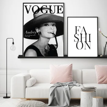 Cuadros Decoración de Vogue Hepburn Posters y Impresiones Sobre Lienzo de Pintura de la Figura de la Moda del Arte de la Pared de Impresión de Fotos Para la Sala de estar