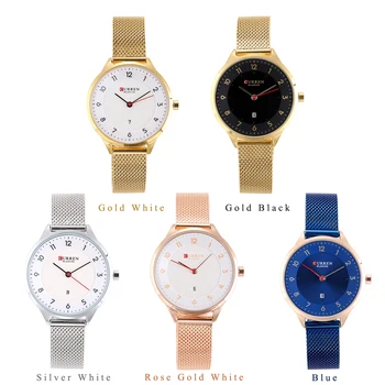 CURREN Relojes de las Mujeres de la Moda de Oro Rosa Reloj de Cuarzo de las Señoras de la parte Superior de la Marca de Lujo de las Mujeres Casual relojes de Pulsera Mujer Reloj Reloj Mujer