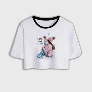 CZCCWD Ropa Mujer Verano De 2019 Verano Harajuku Kawaii Camiseta de las Mujeres Super Mamá de Ocio de Moda de la parte Superior del Cultivo T Shirt Camisas Mujer Camiseta