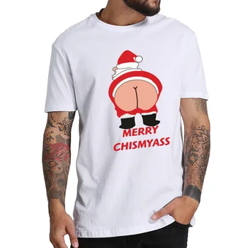 Cómic de Santa Claus Camiseta de los Hombres de Humor Feliz Navidad Camiseta Hipster Chrimyass Ropa de Algodón de Cuello de Tripulación de Ocio T-shirt