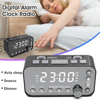 DAB de la Mesilla de Alarma Radio Reloj Grande Sn Dual Reloj de Alarma Dual USB de la Radio del Temporizador de suspensión FM Radio Reloj