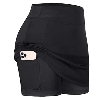 Damas casual pantalones cortos interiores tramo de bolsillo de los deportes de gimnasio de deportes de tenis falda corta falda elástica de los deportes de golf de bolsillo 04*