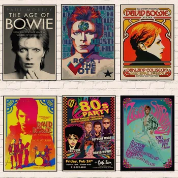 David Bowie Diamante pintura Conjunto Retro de la Vendimia de la Música Rock de Papel de Kraft de Carteles Cantante de Rock, etiquetas Engomadas de la Pared Cafetería Bar Sala de Decoración