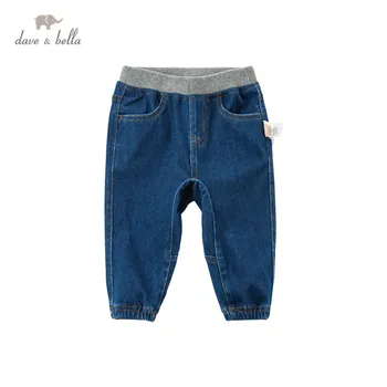 DB17701 dave bella primavera bebé unisex de la moda sólido bolsillos de los pantalones de los niños de longitud completa de pantalones de los niños en bebés y pantalones