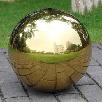 De Acero inoxidable Hueco que mira la Bola de Espejo Pulido de Oro Brillante Esfera para el Jardín de Casa Ornamento