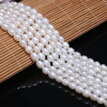 De agua Dulce Natural de la Perla Perlas de Alta Calidad de Forma Oval Punch Suelta Perlas de BRICOLAJE Elegante Collar de la Pulsera de la Joyería de 6-7mm