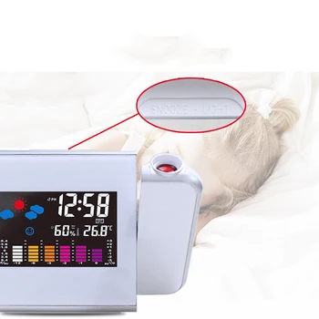 De alta Calidad de la Moda Nueva de Color Blanco Clima Multi-Función de Reloj LED Digital Barata Pantalla LCD de Alarma Reloj de Escritorio Mini