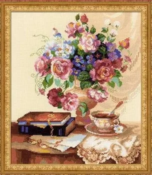 De Calidad superior de la Encantadora Caliente de la venta Contados a punto de Cruz Kit de Etude con Flores de Té de la Flor del Café Libro riolis 1302
