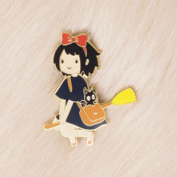 De entregas de Kiki de los Servicios de Esmalte Duro Pin Pastel de dibujos animados de Animales Lindo Gigi Gato Broche de Oro de Hayao Miyazakis Anime Fan de Recoger la Insignia de
